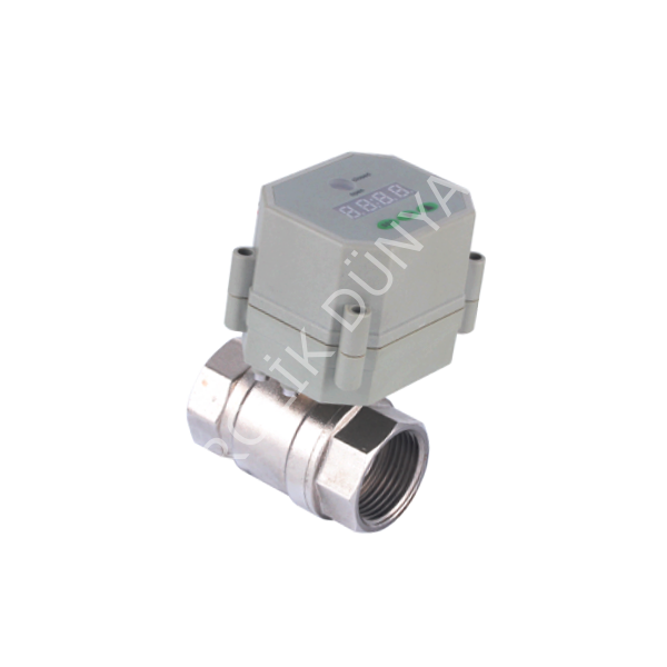 2 /2 Yollu On-Off 2 Kablolu Timer Kontrollü  Mini Motorlu Pirinç Küresel Vana - Duravis