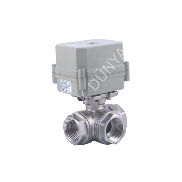 3/2 Yollu Yatay Tip L Port Mini Motorlu Pirinç Küresel Vana - Duravis