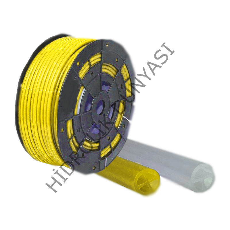 Yüksek Basınçlı Pnömatik Hortum Sarı Polietilen 47.06bar (12x8mm)